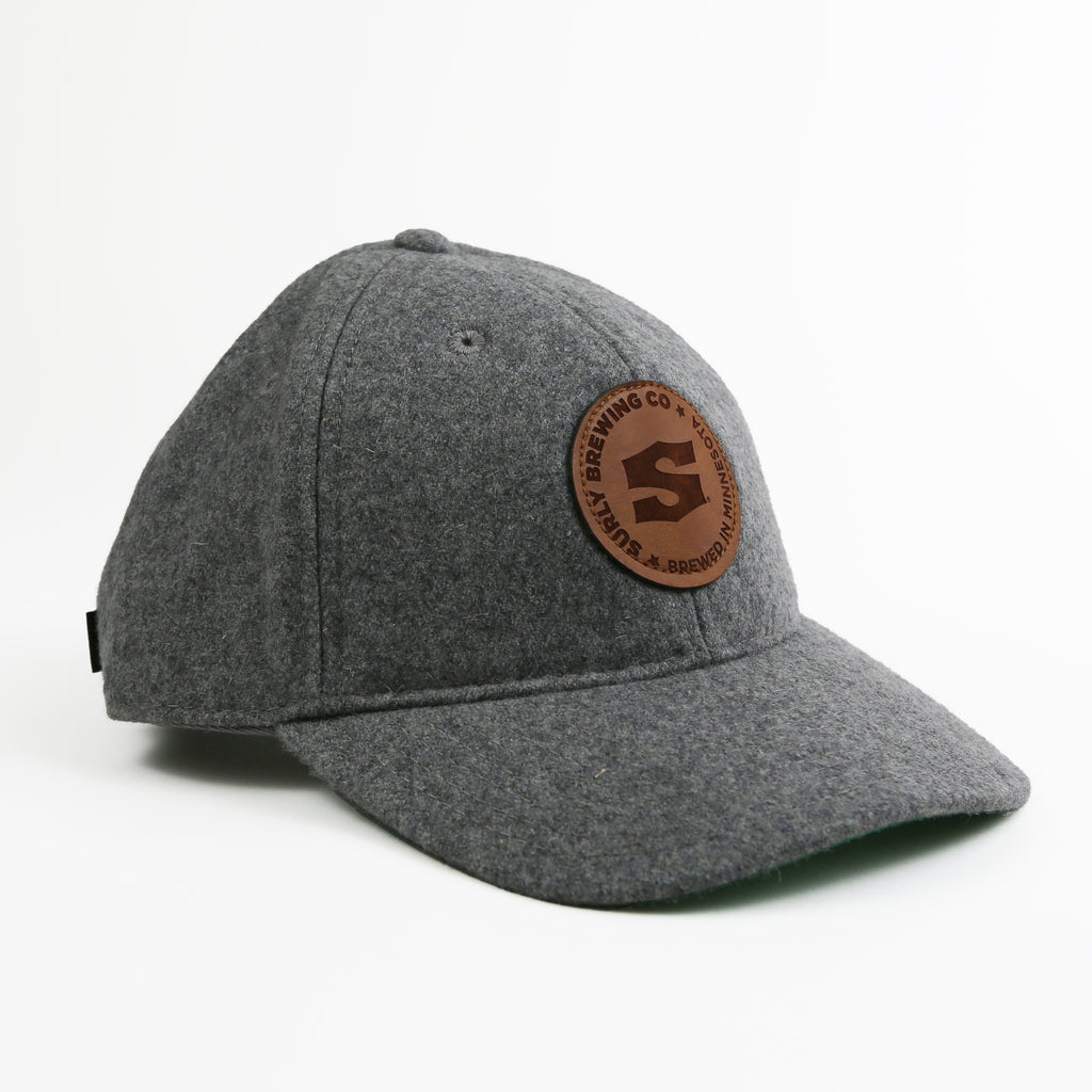 Leather Patch Wool Hat - Gray