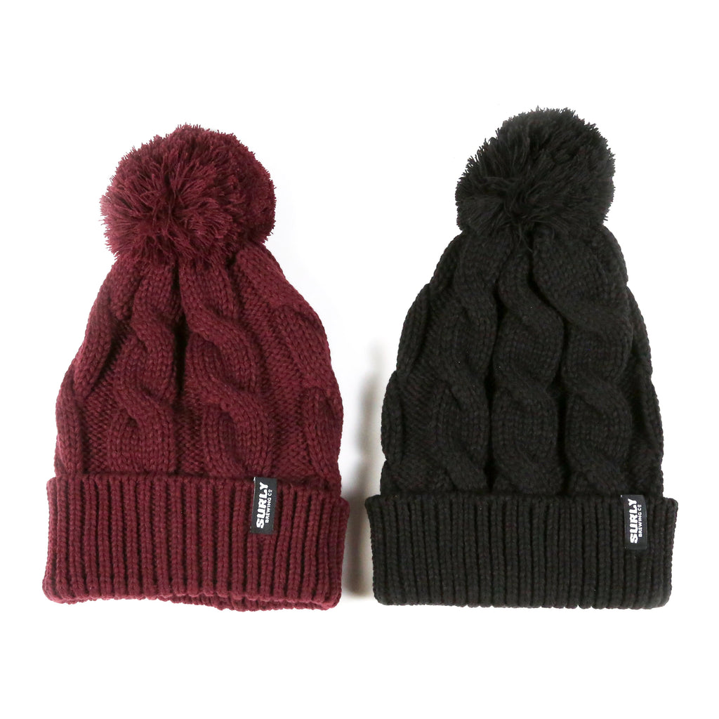 Text Cable Pom Beanie