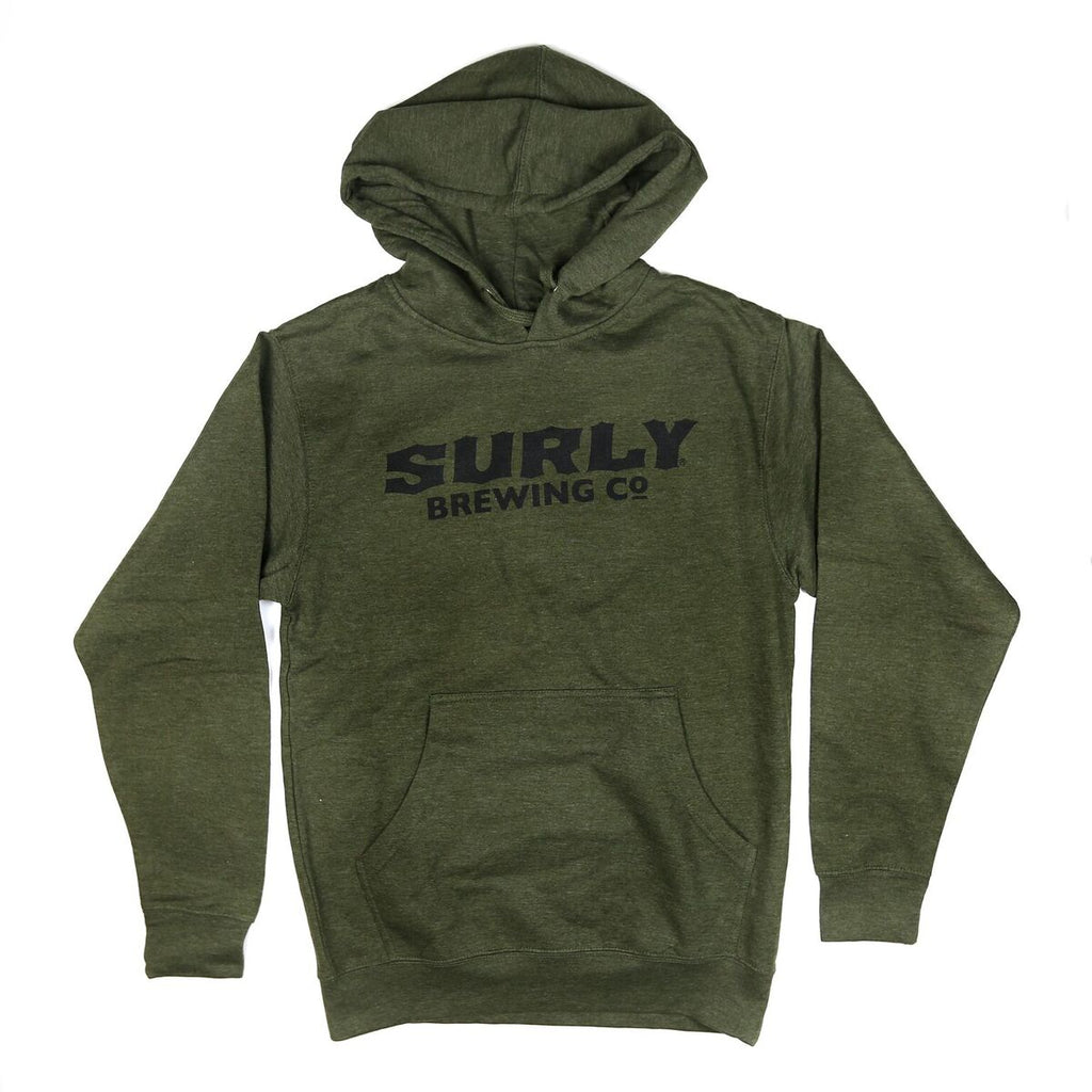 Men's Text Logo Pullover Hoodie  - Army Heather